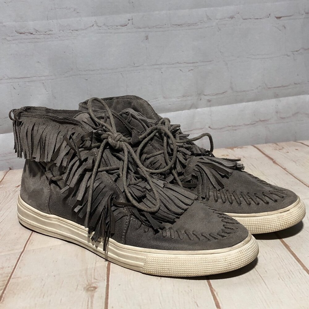 Qupid Tahoe Faux Suede Moccasin Lace-up Fringed Casual Shoes Size 8